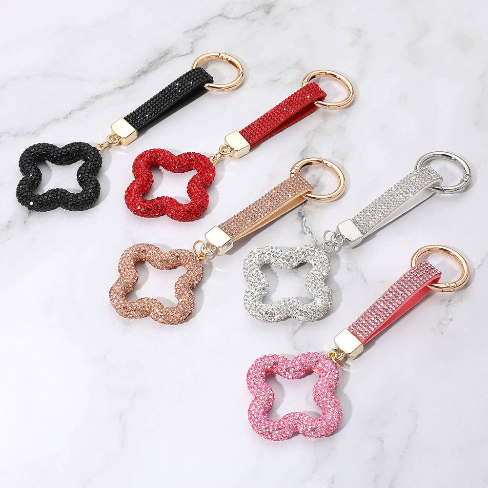Bling Studded Quatrefoil Keychain / Bag Charm