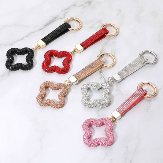 Bling Studded Quatrefoil Keychain / Bag Charm