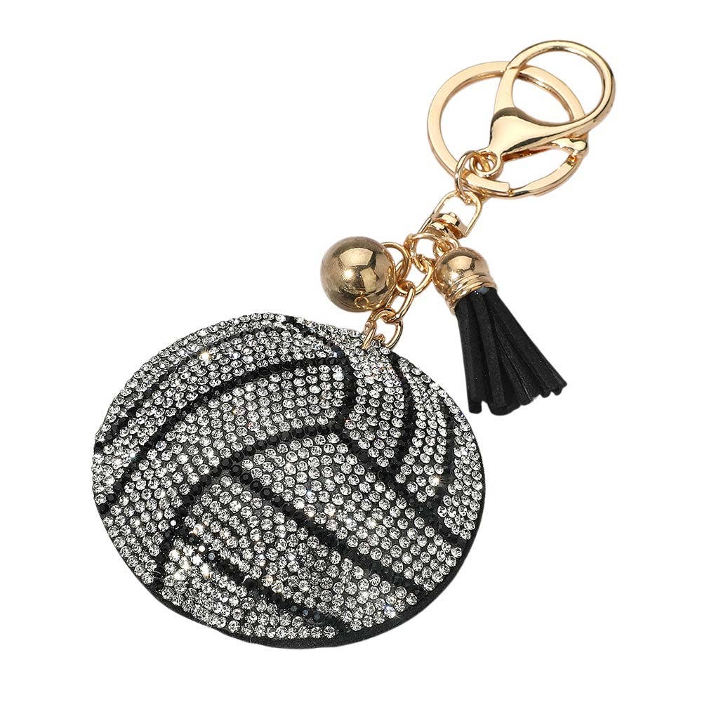 Bling Studded Volleyball Tassel Keychain / Bag Charm