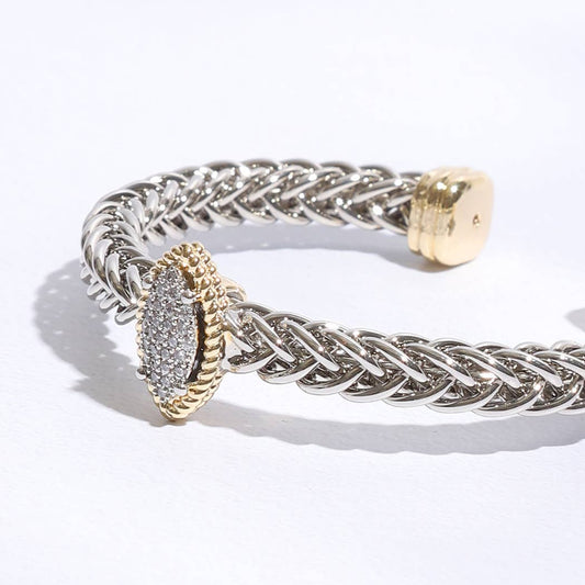 Two T Ponytail Eye Pave Bangle Bracelet