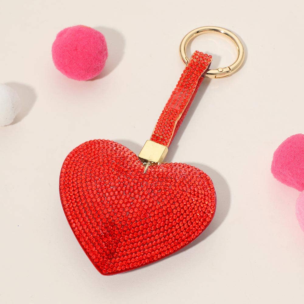 Bling Studded Heart keychain / Bag Charm