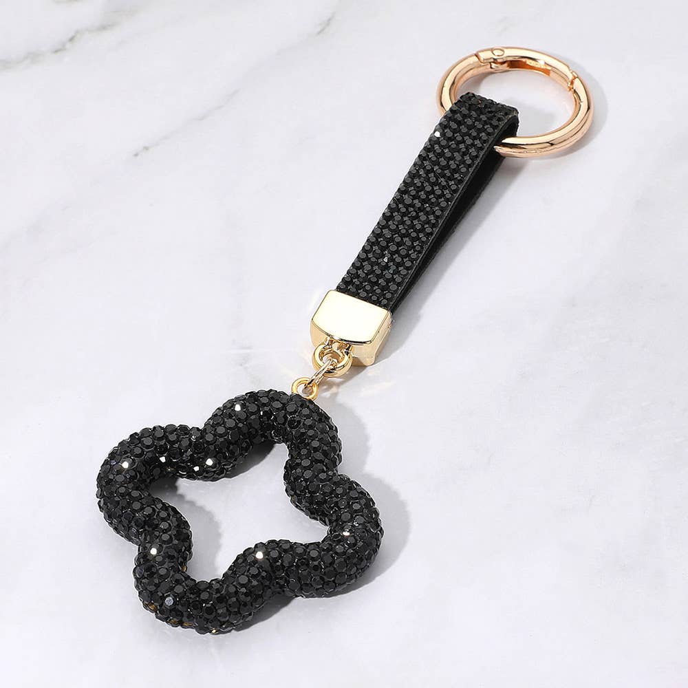 Bling Studded Quatrefoil Keychain / Bag Charm