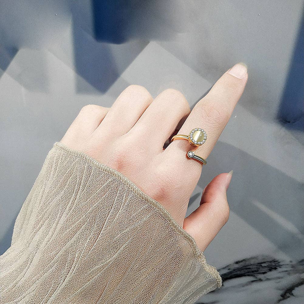 Opal Anxiety Fidget Spinner Stacking Ring