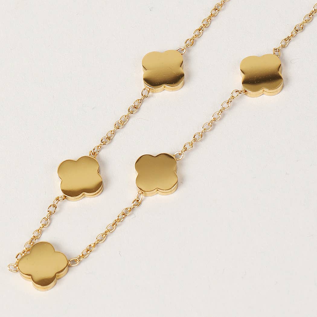 Colorful Clover Gold Tone Outline Chain Bracelet