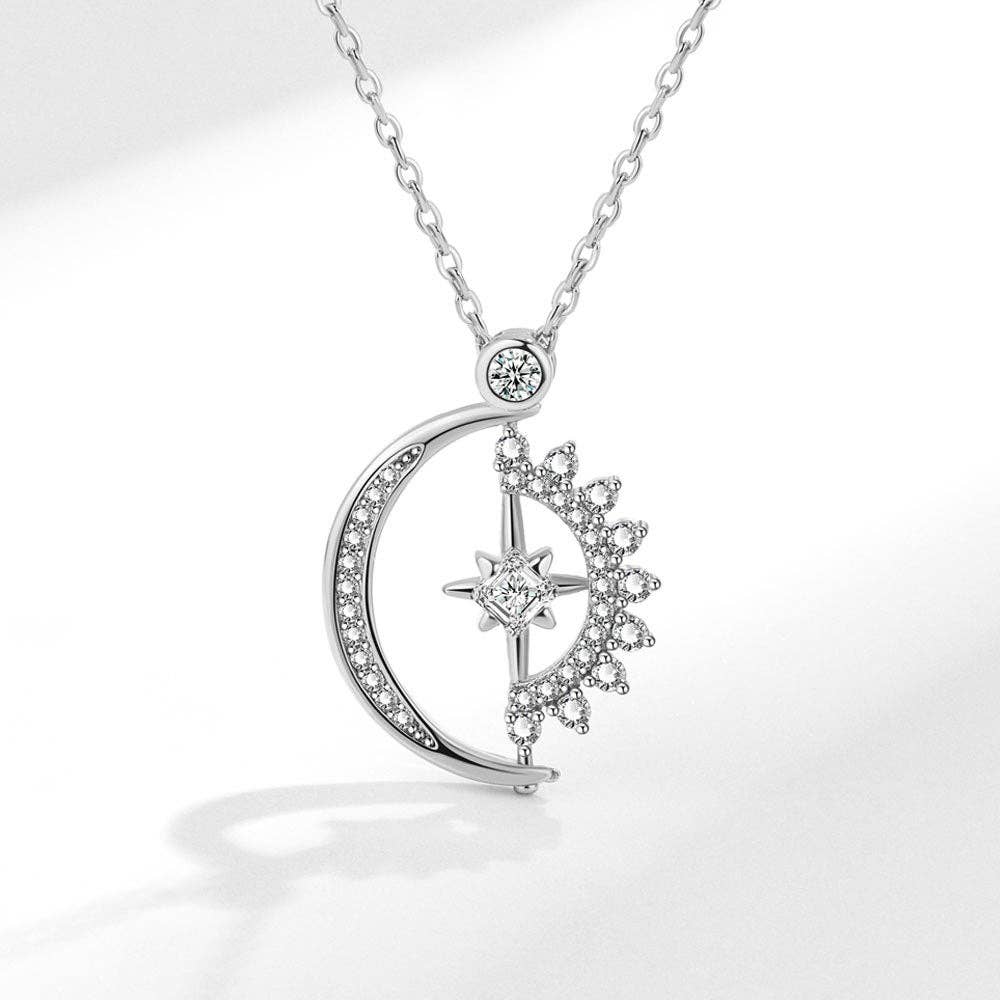 Sun Moon Star Fidget Spinner Charm Necklace in Solid Copper