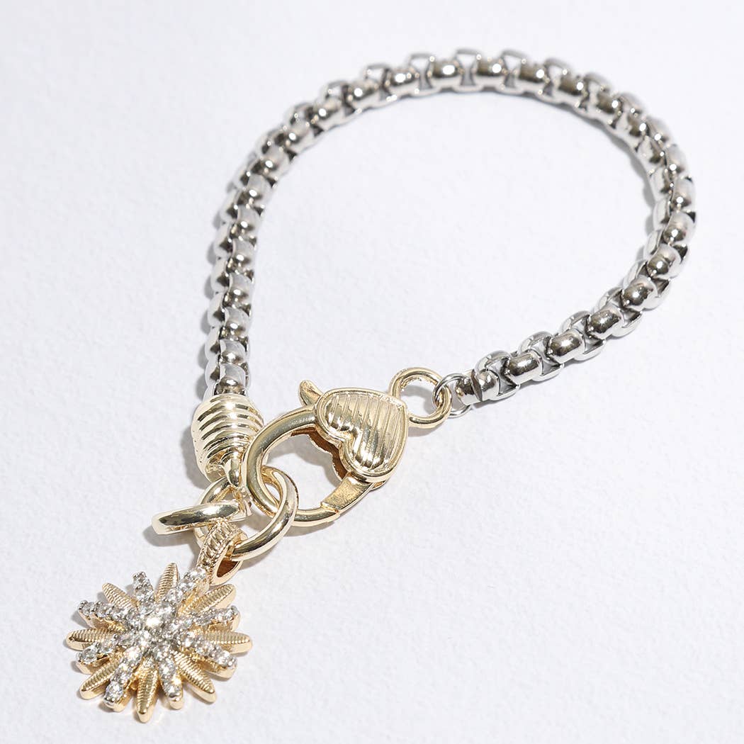 Starburst Two-Toned Chain Design Bracelet