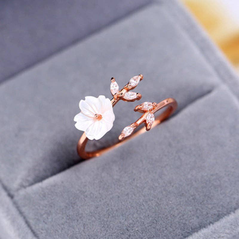 Seashell Flower Bypass Stacking Ring