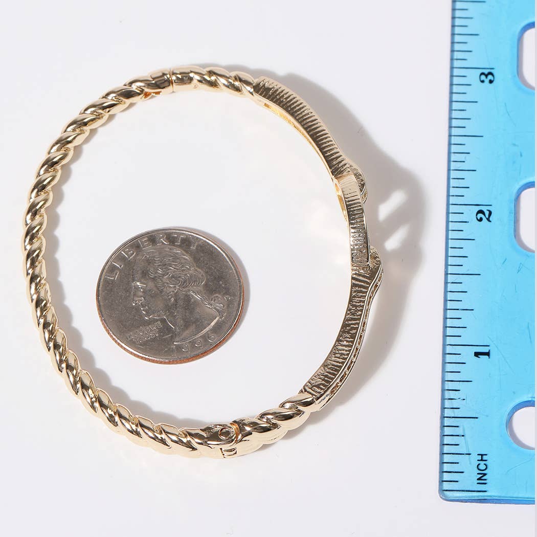 Linked Oval Twisted Gold Plated Bangle Bracelet