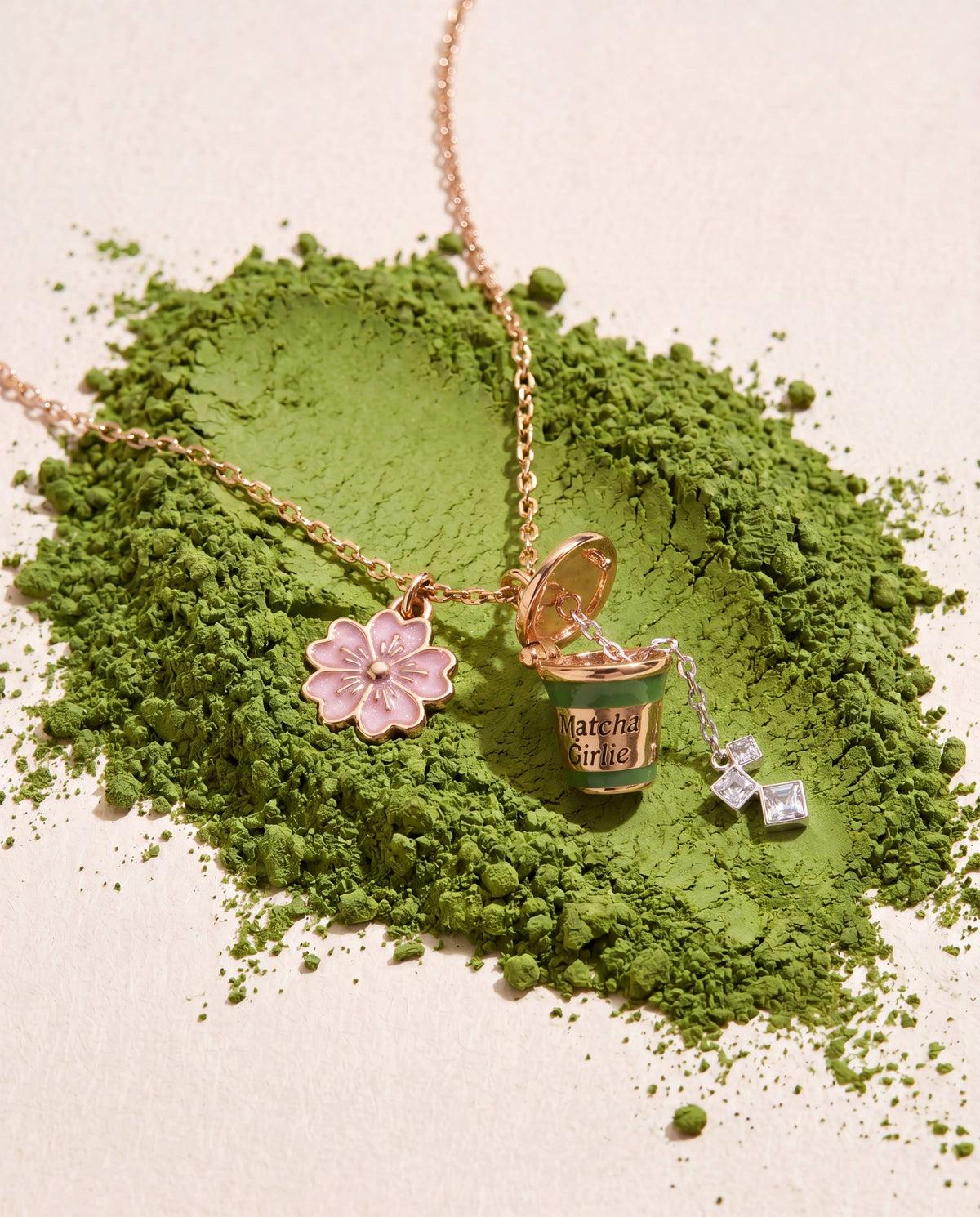 'Matcha Girlie' Locket Charm Necklace