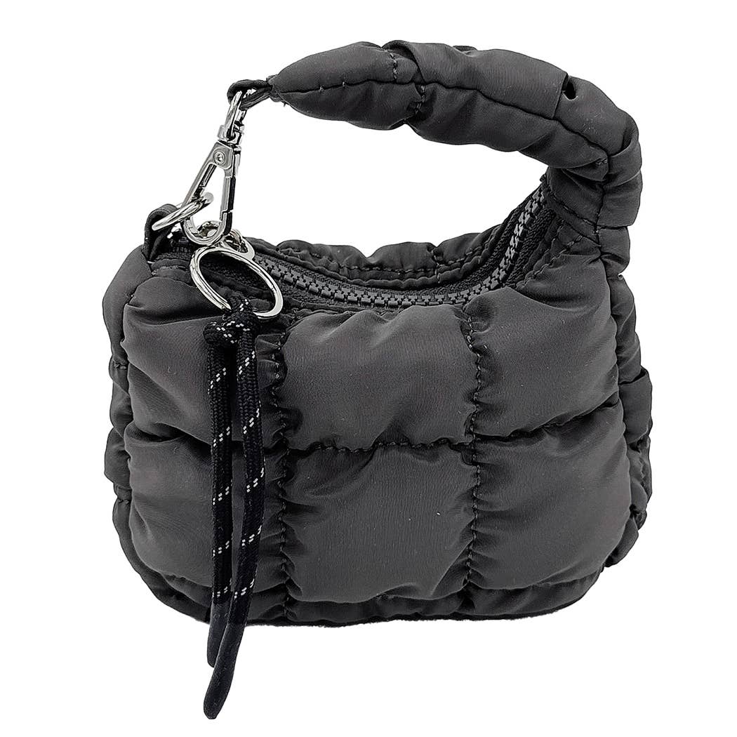 Quilted Mini Pouch Key Chain Bag Charm