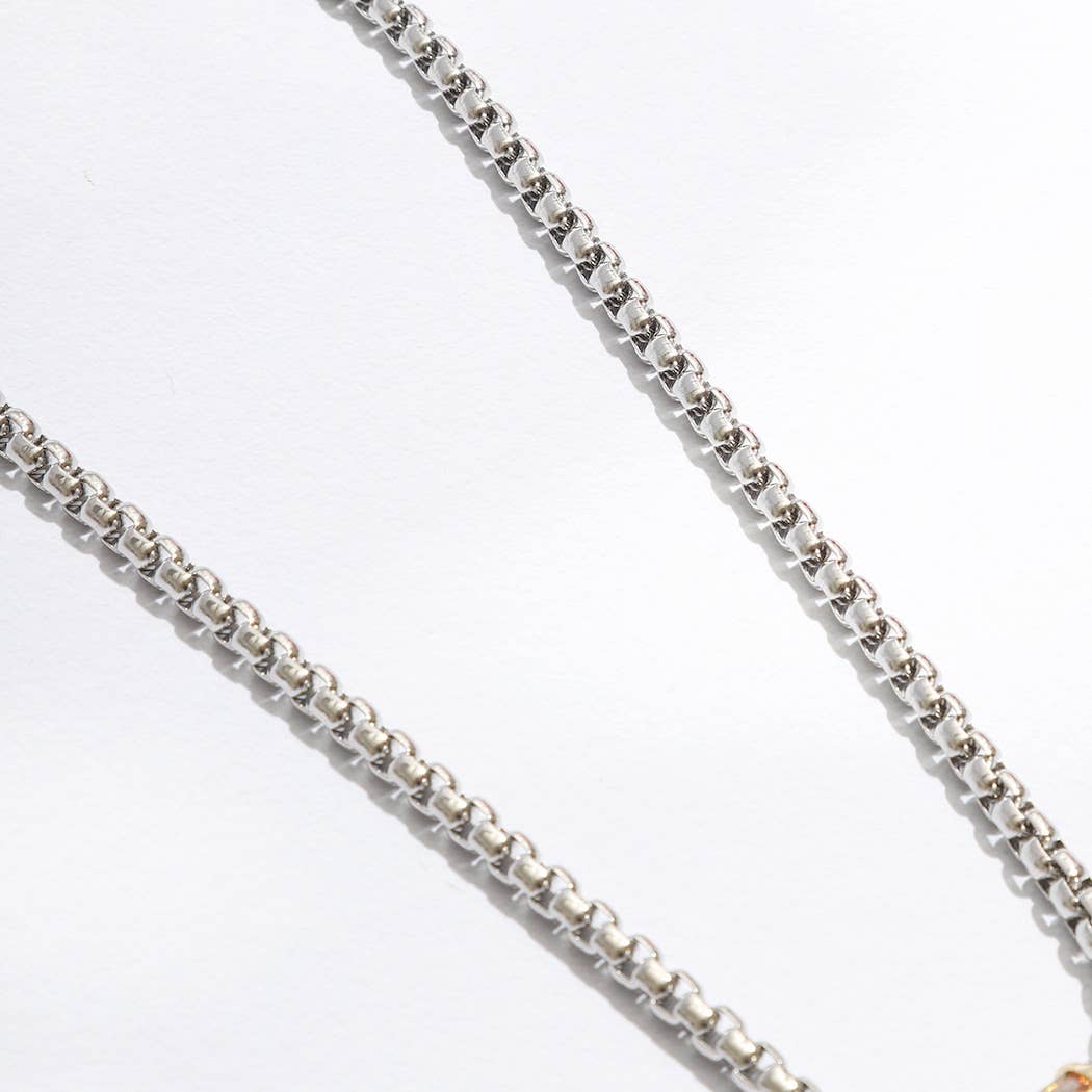 Multicolored Cylinder Charm Chain Necklace