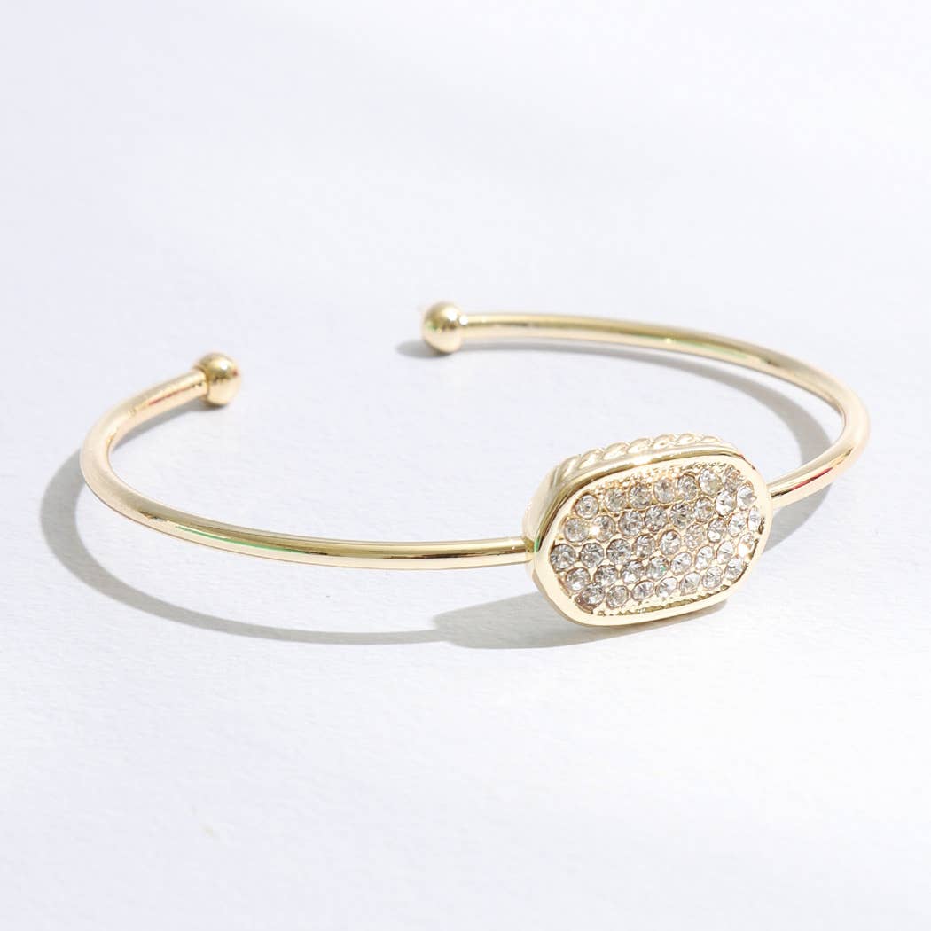 Two Tone Oval Pave Bangle Cuff Bracelet