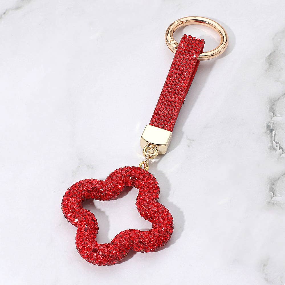 Bling Studded Quatrefoil Keychain / Bag Charm