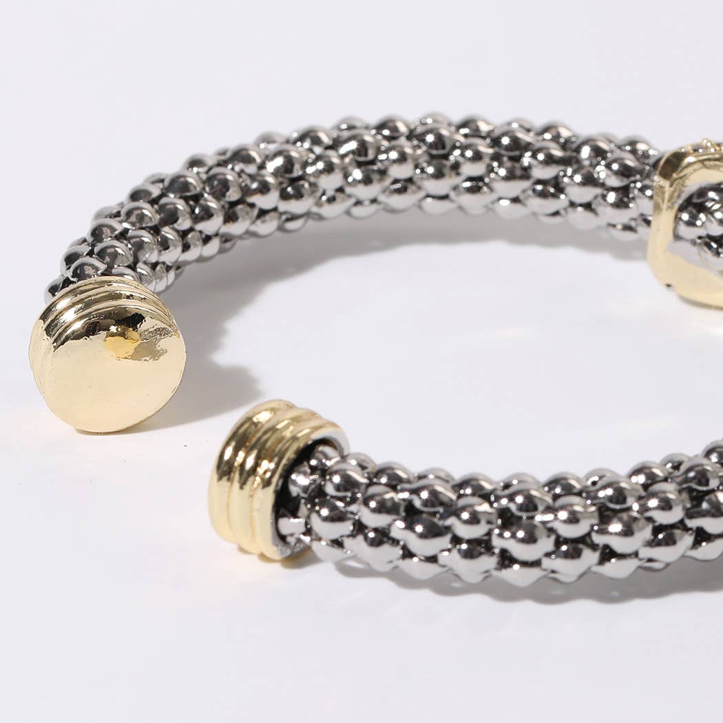 Pave Cross Bar Textured Cuff Bangle Bracelet