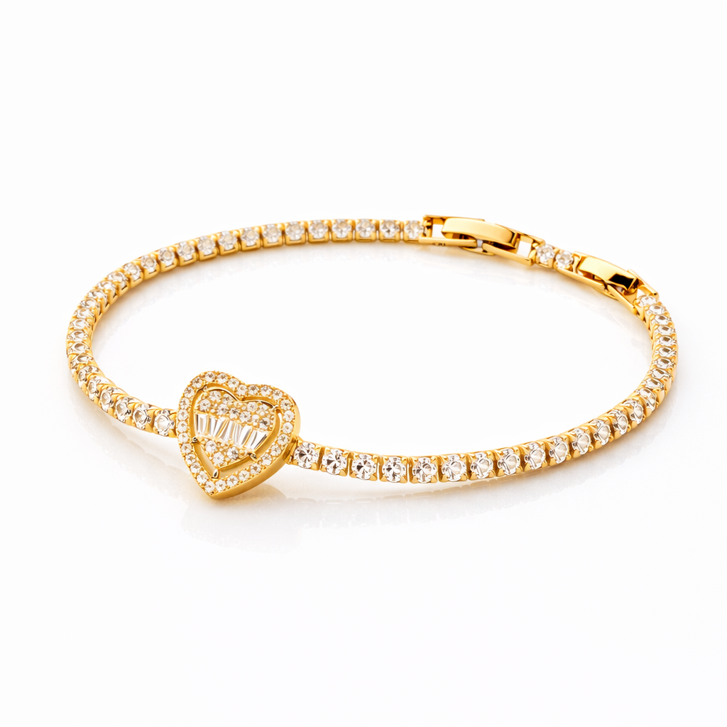 Stainless Steel Heart Bracelet – Gold & Silver