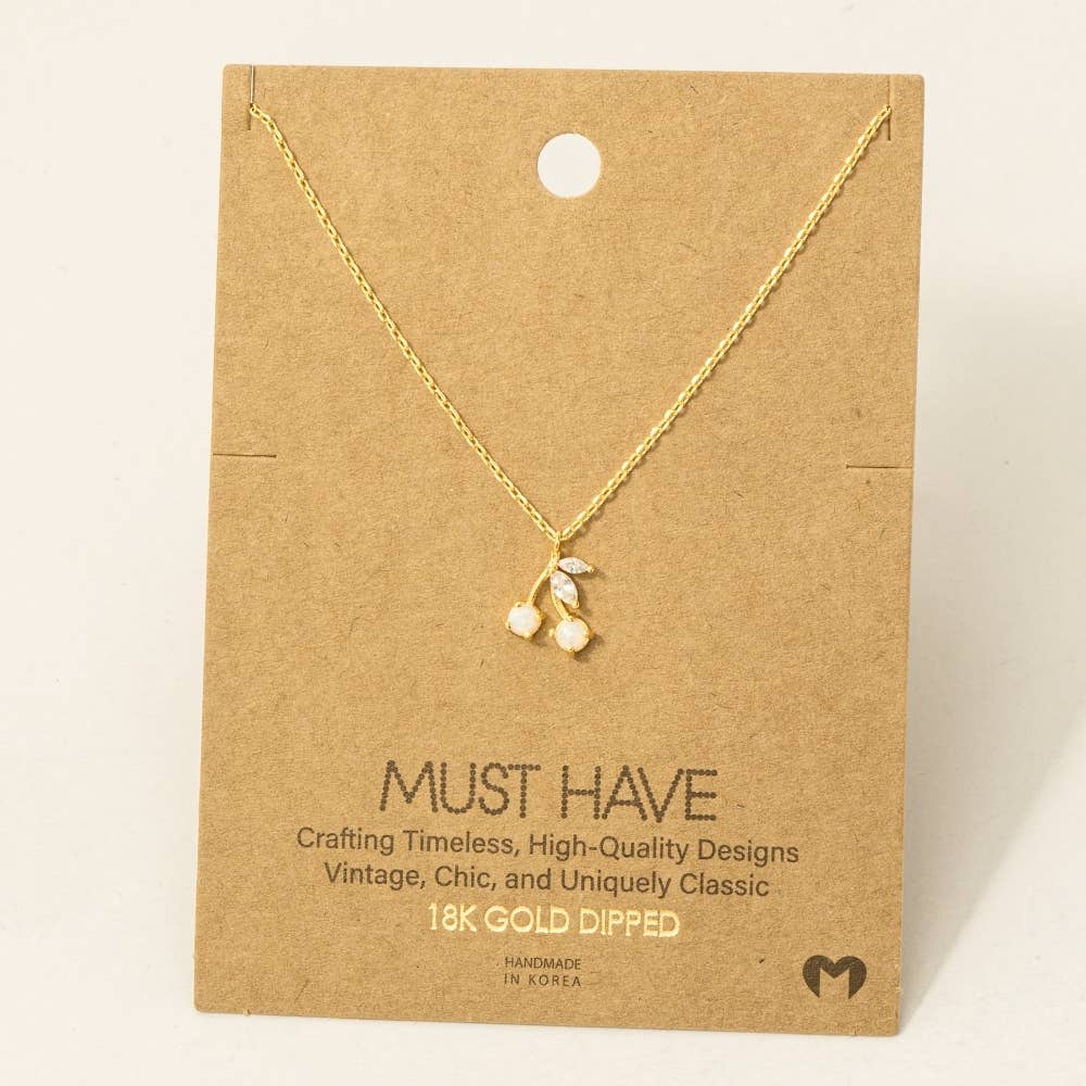Gold Dipped Opal & Cherry Pendant Necklace