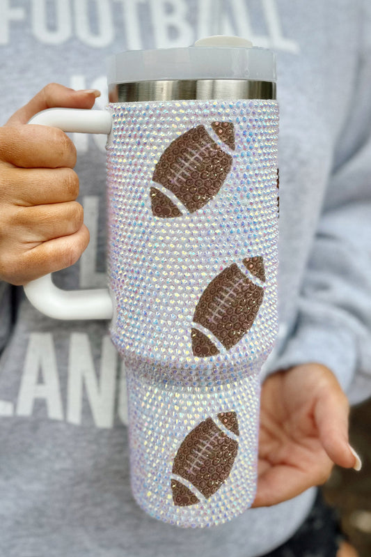 White Game Day  Football 40oz Tumbler