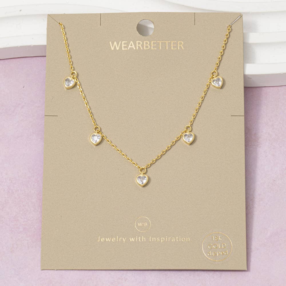 18K Gold Dipped Bezel Heart Charm Necklace