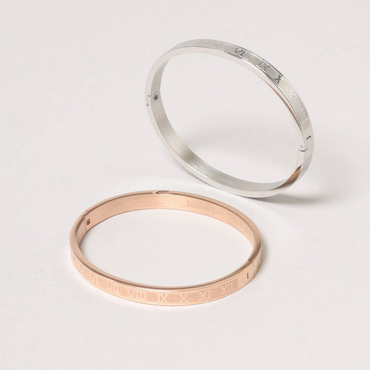 Roman Numeral Engraved Bangle Bracelet