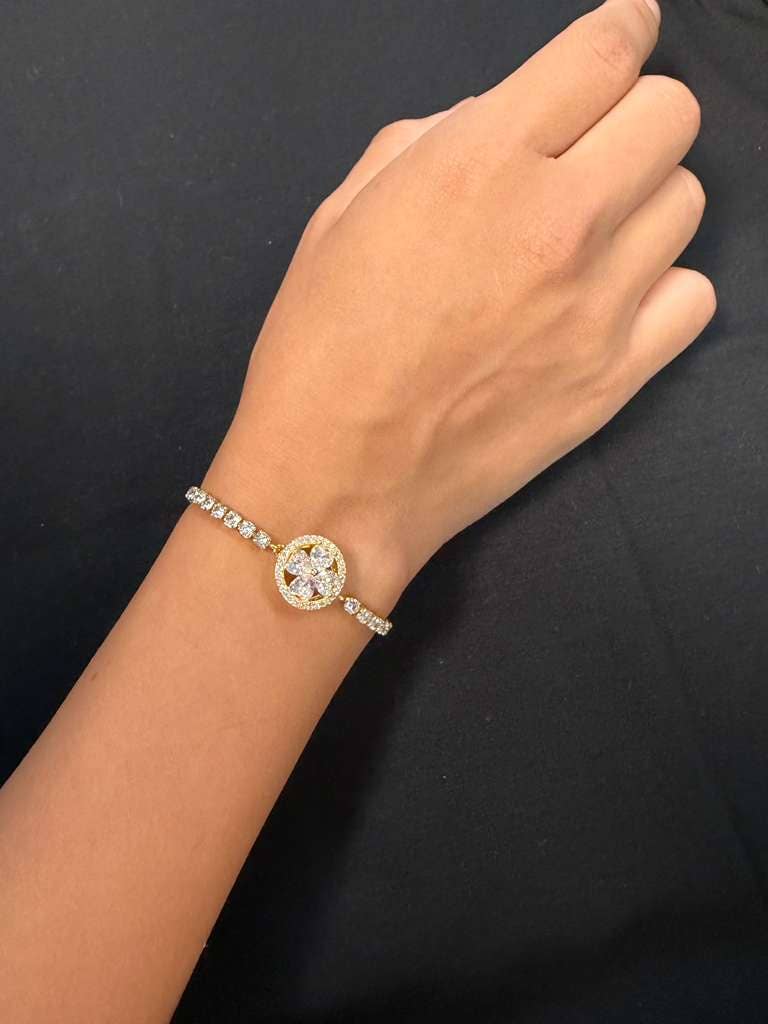 Rotating Spinner Halo Crystal Bracelet – Tennis Style