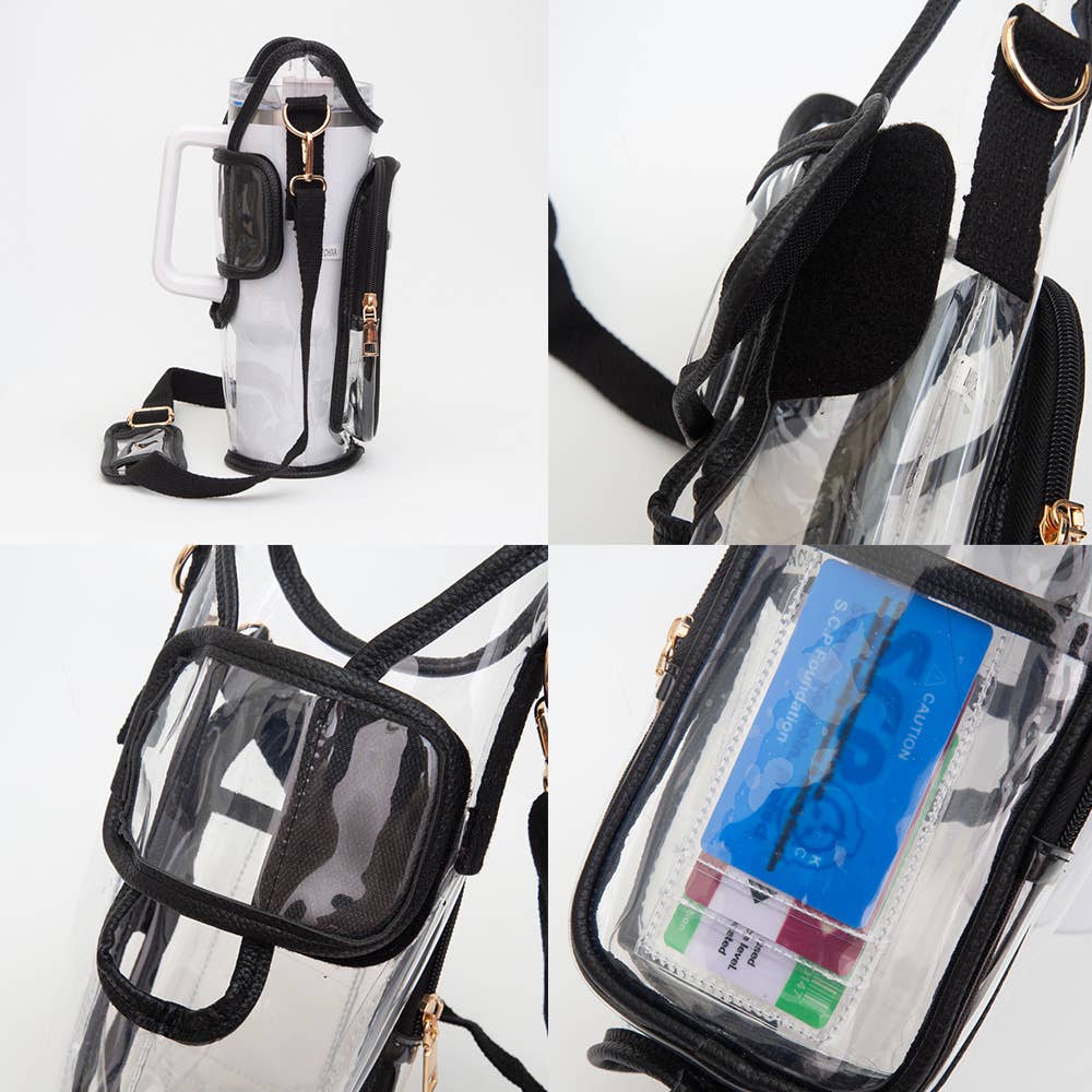 Transparent Tumbler Carrier Holder Crossbody Bag