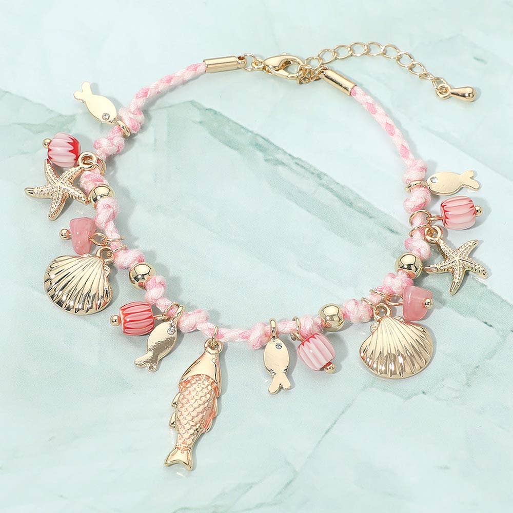 Ocean Theme Charm Braided Bracelet