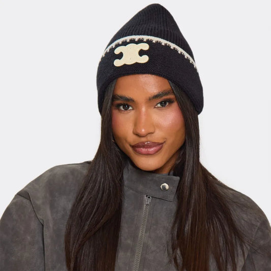 Knit Beanie Hat with Logo