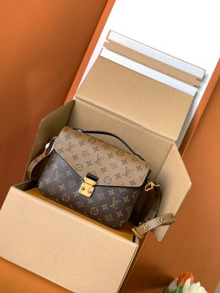 Structured Handbag with Gold Lock Detail