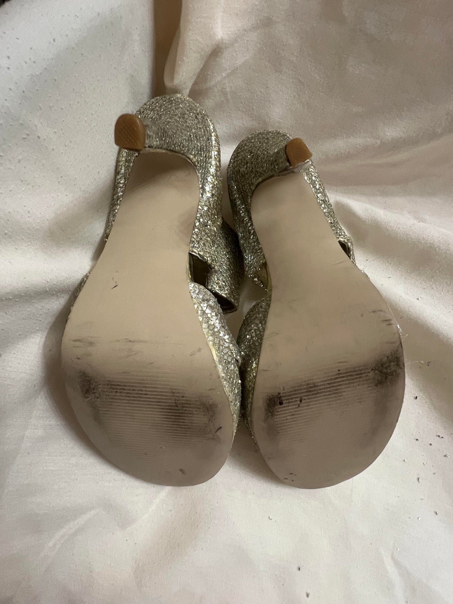 Sofia Vergara Gold Glitter Boot Heels
