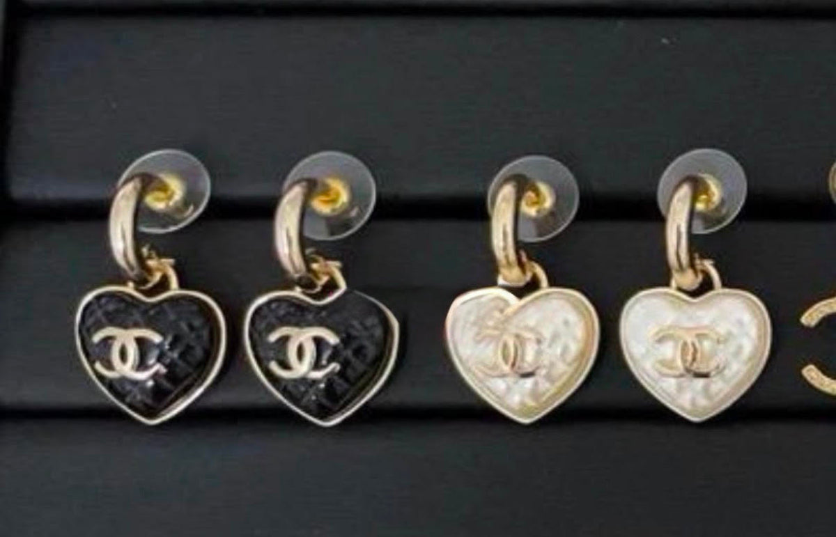 Gold Tone Heart Dangle Earrings