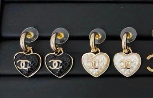 Gold Tone Heart Dangle Earrings